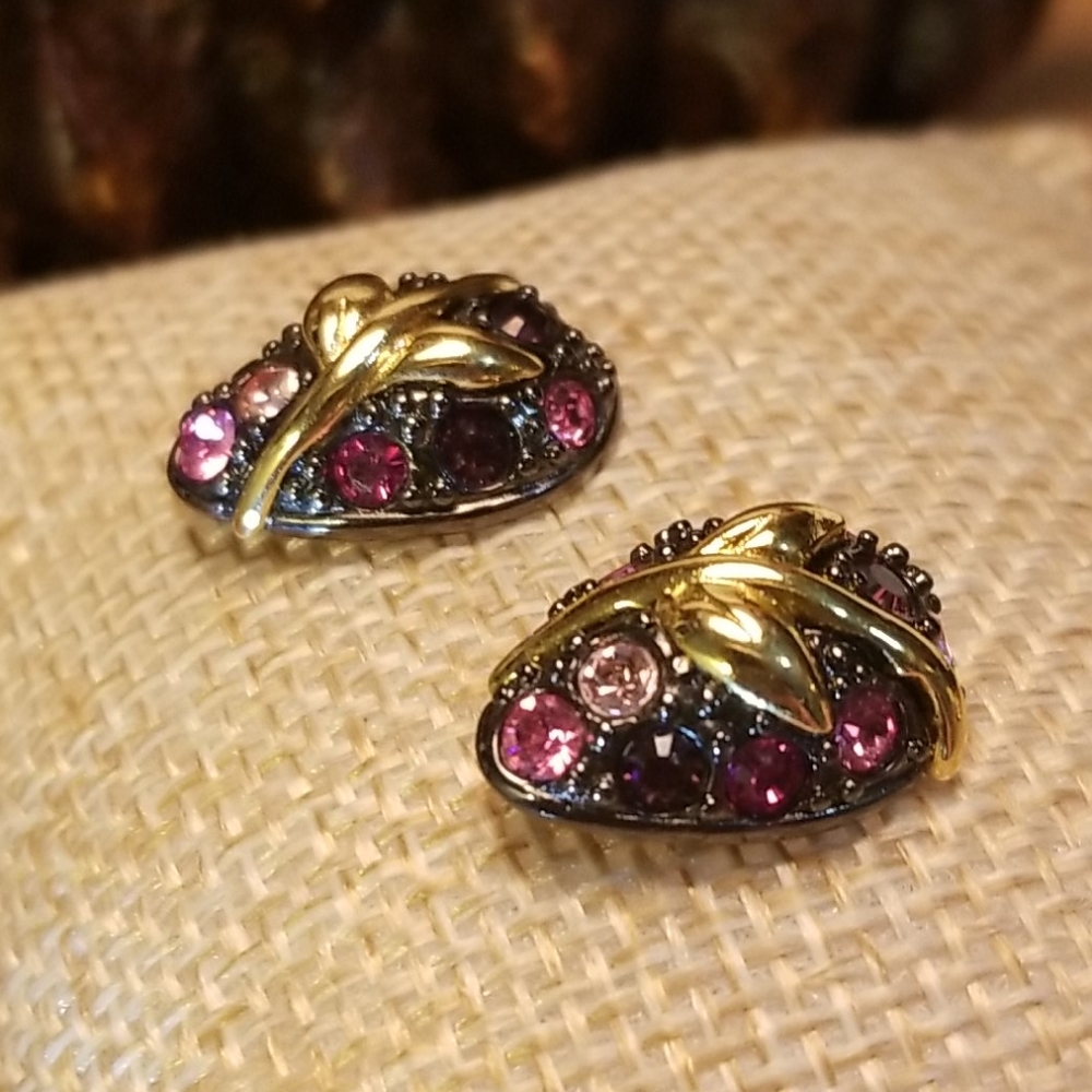 Joan Rivers Grapes Crystal & Gold Earrings - Picture 2 of 7
